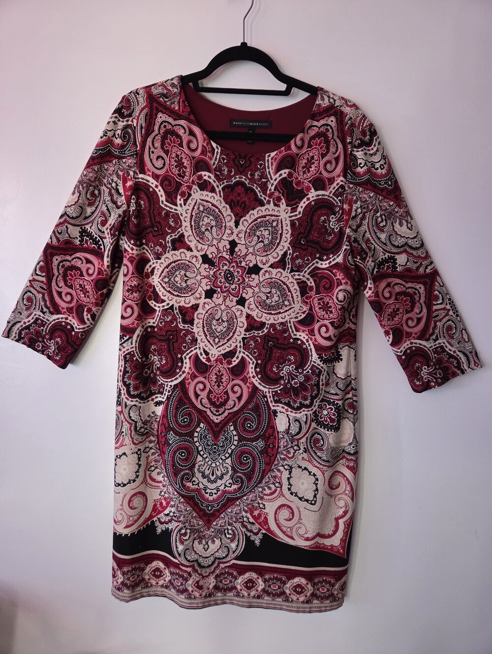 White House Black Market Paisley Print Sheath Dress - Pink & Cream